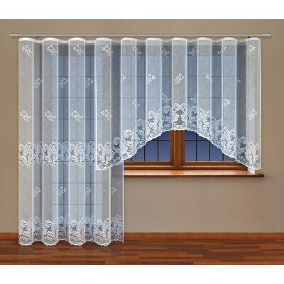 Firanka żakardowa odpasowana z wszytą taśmą marszczącą 250 x 200 cm