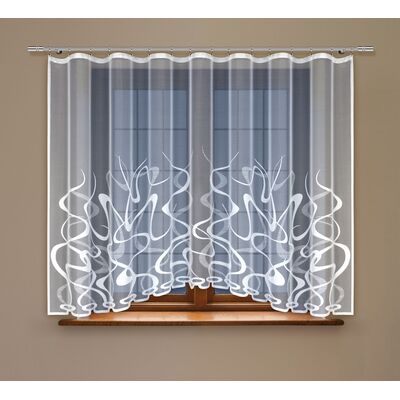 Firanka żakardowa odpasowana z wszytą taśmą marszczącą 160 x 300 cm