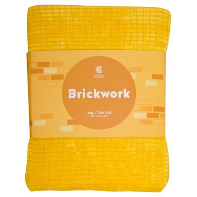 Koc dekoracyjny Brickwork 150 x 200 cm żółty