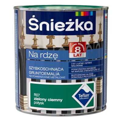 Gruntoemalia na rdzę zielony ciemny połysk R07 0,65 l Śnieżka