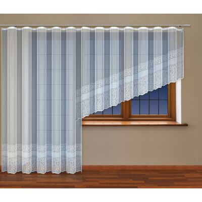 Firanka żakardowa odpasowana z wszytą taśmą marszczącą 160 x 300 cm