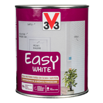 V33 Farba akrylowa do ścian i sufitów EASY WHITE 1 l biała