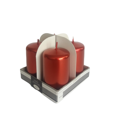 Świeca klasyczna pieńkowa 70/40 metalik czerwona