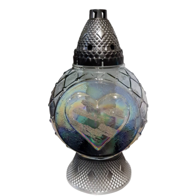 Znicz szklany z wkładem szary 29 cm 120 g