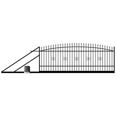 Brama przesuwna Damian RAL9005 500 x 130 - 150 cm z automatem lewa