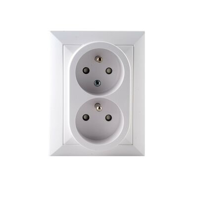 Gniazdo podwójne Perła białe 2x2P+Z