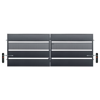 Brama dwuskrzydłowa Olaf ocynk RAL7016 struktura 400 x 158 cm z automatem