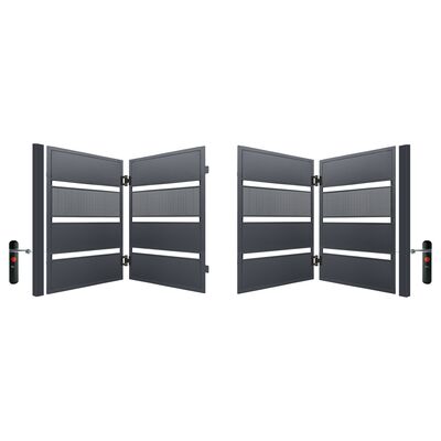 Brama dwuskrzydłowa łamana Olaf ocynk RAL7016 struktura 400 x 158 cm z automatem