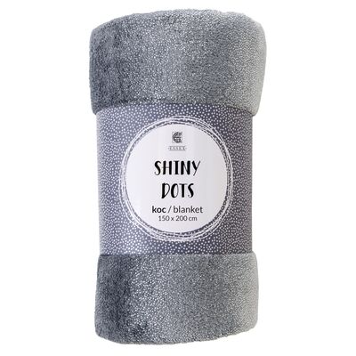 Koc Shiny Dots flanela 150 x 200 cm srebrny
