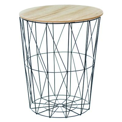 Stolik z koszem z drewnianym blatem 47 x 57 cm