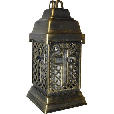 Znicz kapliczka ramka średnia krzyż złoty 32cm