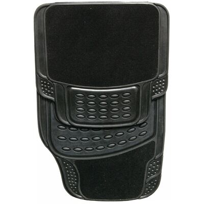 Dywaniki welurowo-gumowe lux czarne (przód + tył) 4CAR