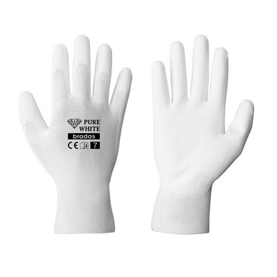Rękawice ochronne PURE WHITE poliuretan, rozmiar 7