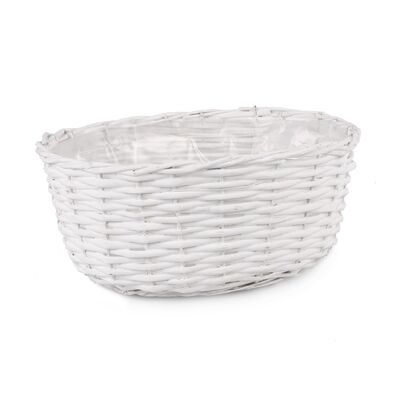 Koszyk na kwiaty owalny biały 30 x 23 x 13 cm