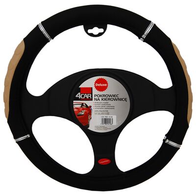 Pokrowiec kierownicy DeLuxe beżowy chrom 4Car