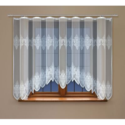 Firanka żakardowa odpasowana z wszytą taśmą marszczącą 160 x 300 cm