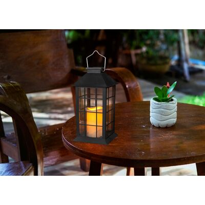 Latarnia solarna ogrodowa 14 x 14 x 32 cm czarna