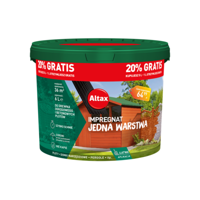 Impregnat do drewna ogrodowego JEDNA WARSTWA 6 l Orzech Altax