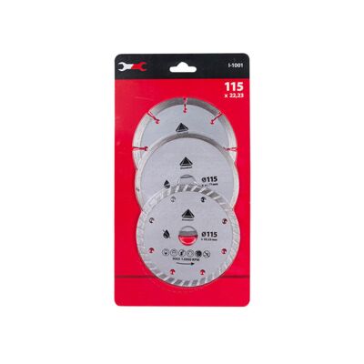 Tarcza diamentowa 115 mm zestaw pełna segmentowa turbo 3 szt.