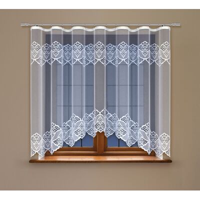 Firanka żakardowa odpasowana z wszytą taśmą marszczącą 160 x 300 cm