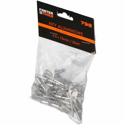 Nity aluminiowe 4,0 x 10 mm 50 sztuk FASTER TOOLS