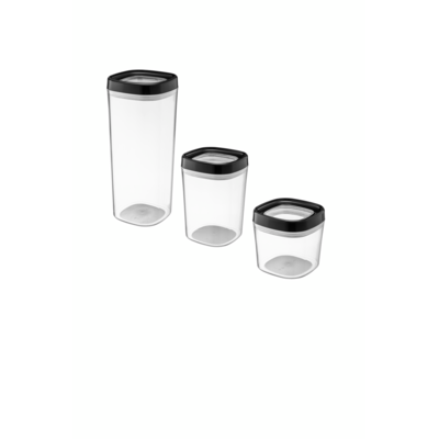 Zestaw 3 pojemników AMOS 1,8 l / 1,0 l / 0,6 l transparentne czarne