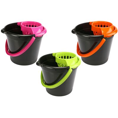 Wiadro 12l z wyciskaczem Dark Neon czarne