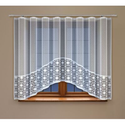 Firanka żakardowa odpasowana z wszytą taśmą marszczącą 160 x 300 cm