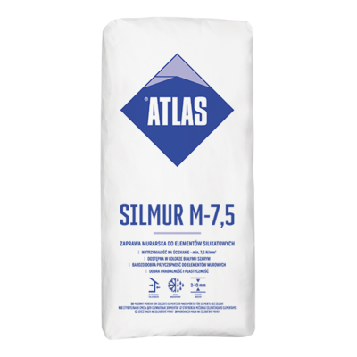 Zaprawa murarska do elementów silikatowych SILMUR M7,5B biała 25 kg ATLAS
