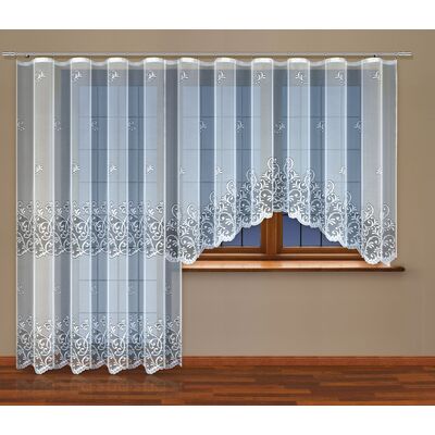 Firanka żakardowa odpasowana z wszytą taśmą marszczącą 160 x 300 cm