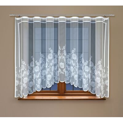 Firanka żakardowa odpasowana z wszytą taśmą marszczącą 160 x 300 cm