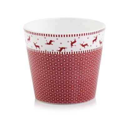 Osłonka X-mas deco pot 14 cm czerwony