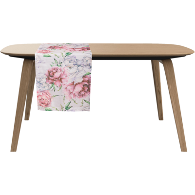 Bieżnik w kwiaty 40 x 175 cm biało-różowy