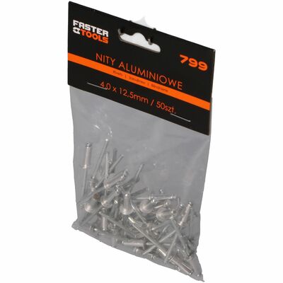 Nity aluminiowe 4,0 x 12,5 mm 50 sztuk FASTER TOOLS