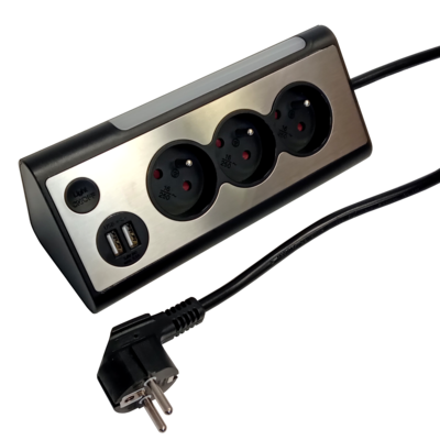 Przedłużacz biurkowy 3-gniazdkowy + 2 USB z lampką nocną 1,4 m