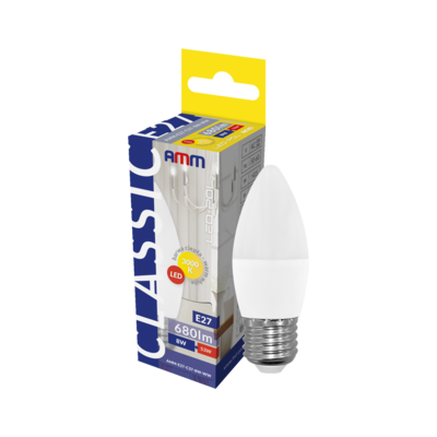 Żarówka LED AMM-E27-C37-8W-WW