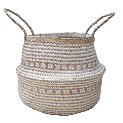 Kosz Boho beżowo-biały Ø45 cm