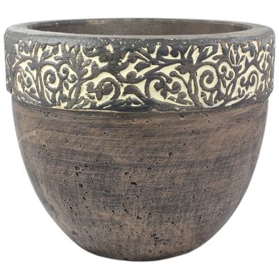 Donica okrągła z lekkiego cementu brąz 45 cm