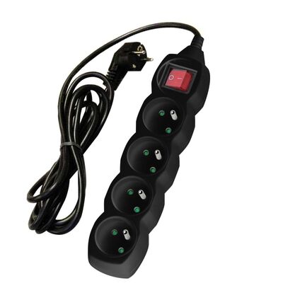 Przedłużacz 4-gniazda z uziemieniem i wyłącznikiem PP36 3 m czarny DPM