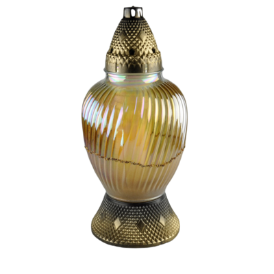 Znicz szklany prążki Z 29,5 cm żółty