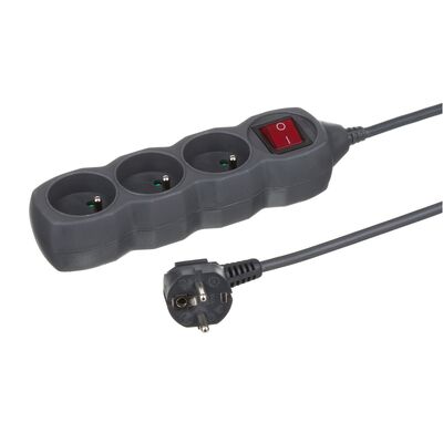 Przedłużacz 3-gniazdowy grafitowy z łącznikiem 1,5 m Duwi