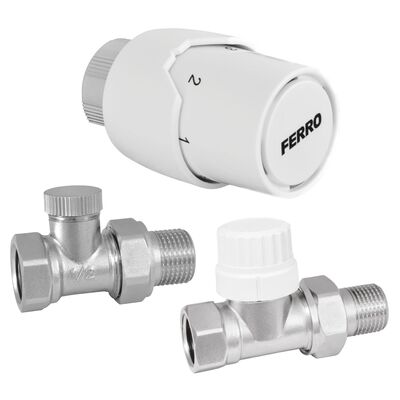 Zestaw termostatyczny prosty z głowicą GT20 i zaworem powrotnym