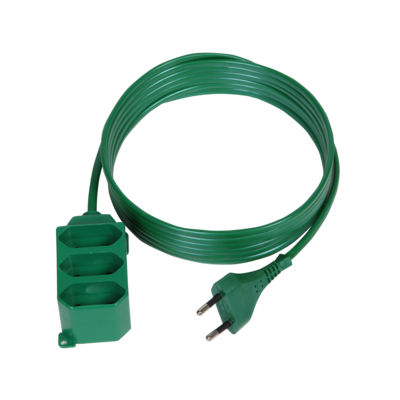 Przedłużacz choinkowy 3-gniazdowy 2 x 0,75 mm 1,5 m zielony PS-362P