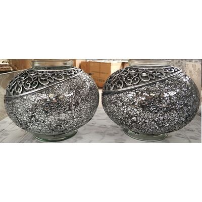 Znicz witraż Kulka 26 cm srebrny Ilumini