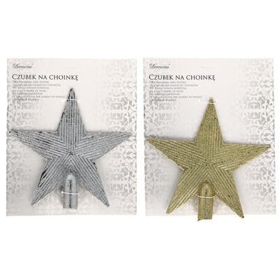 Czubek na choinkę z brokatem 19 cm mix