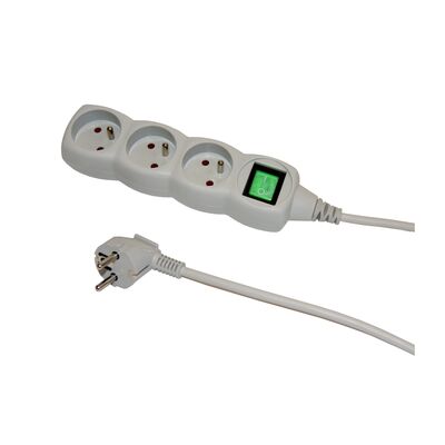 Przedłużacz 3-gniazdowy szary z łącznikiem 3 m Duwi