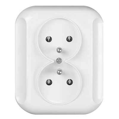 Gniazdo podwójne z uziemieniem Topaz biały