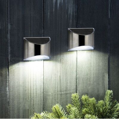 Lampa solarna ścienna srebrna