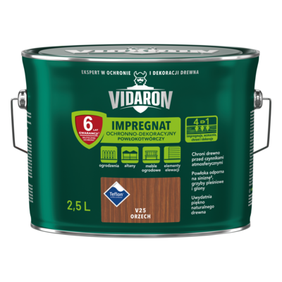 Impregnat Powłokotwórczy Ochronno-Dekoracyjny Orzech V25 2,5 l VIDARON