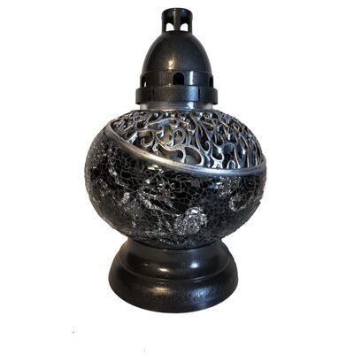 Znicz witraż Mini Waza SZKM14 29 cm czarno-srebrny Ilumini